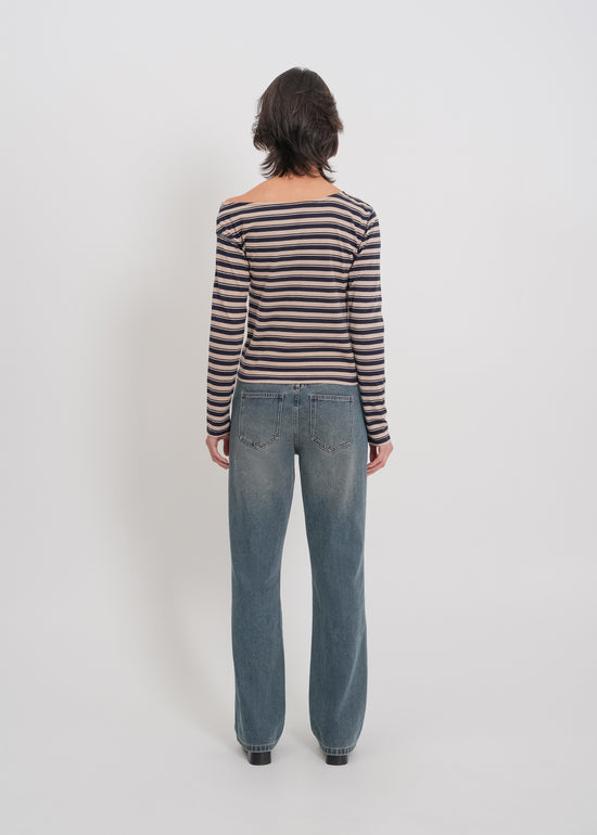 Genevieve Top / Beige-Navy