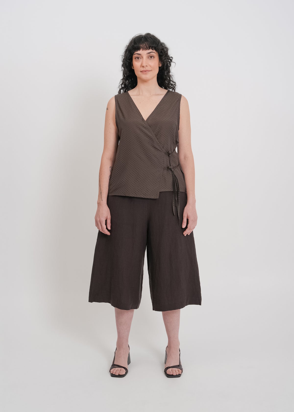 Ellen Wrap Top / Chocolate - 
Chocolate (image 7)
