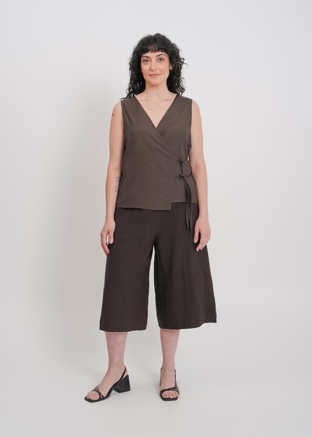 Ellen Wrap Top / Chocolate - 
Chocolate (image 11)