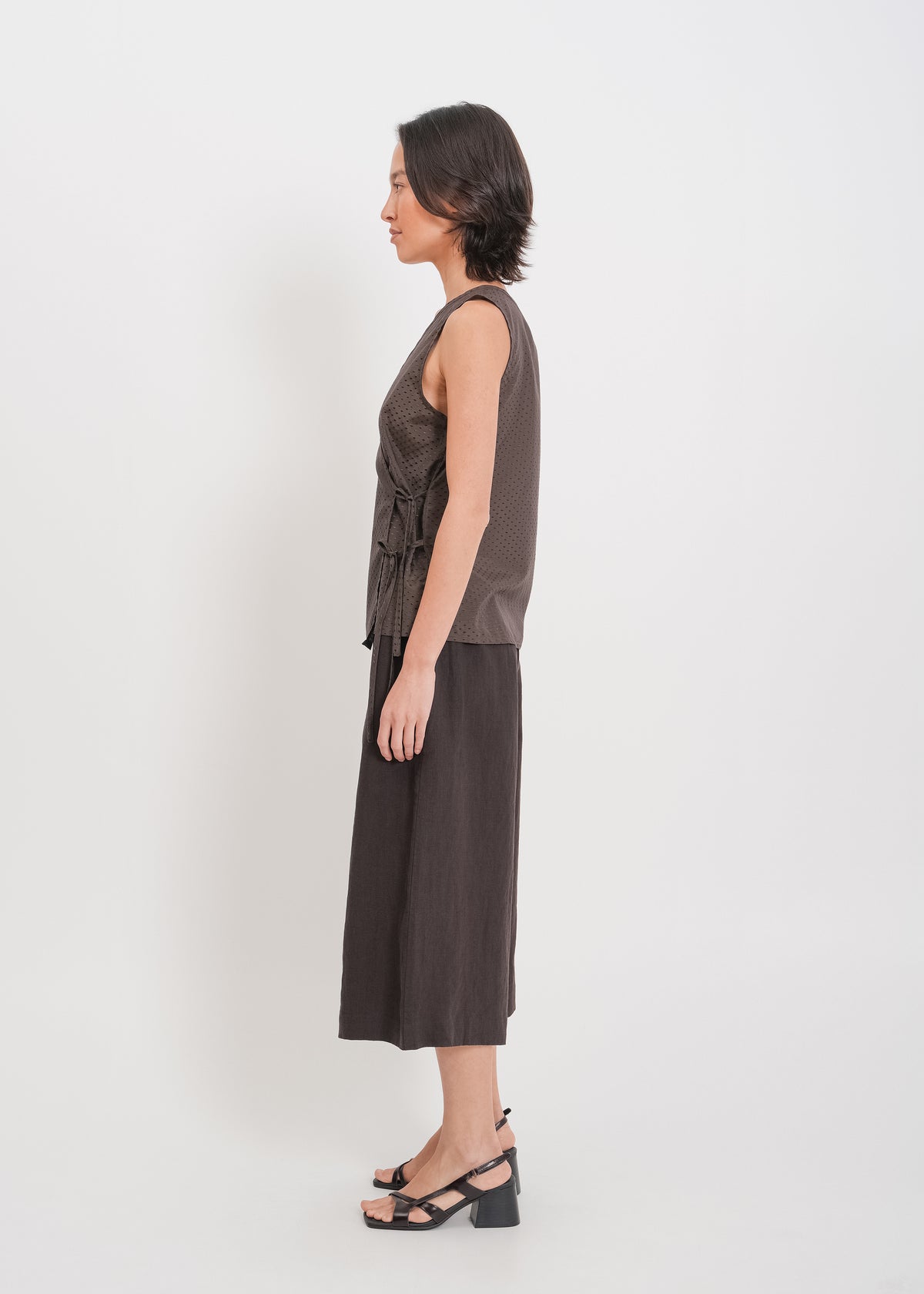 Ellen Wrap Top / Chocolate - 
Chocolate (image 4)