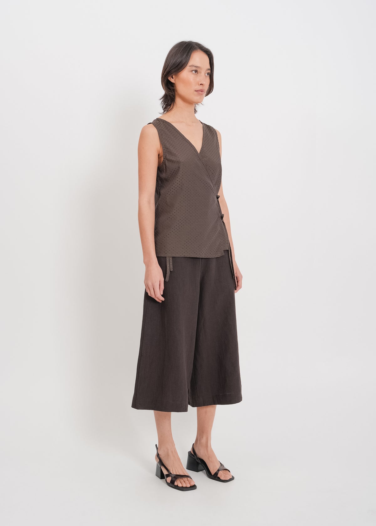 Ellen Wrap Top / Chocolate - 
Chocolate (image 3)