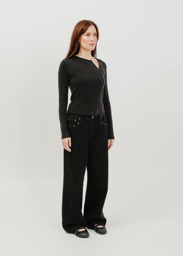 Vera Jersey Cardigan / Black