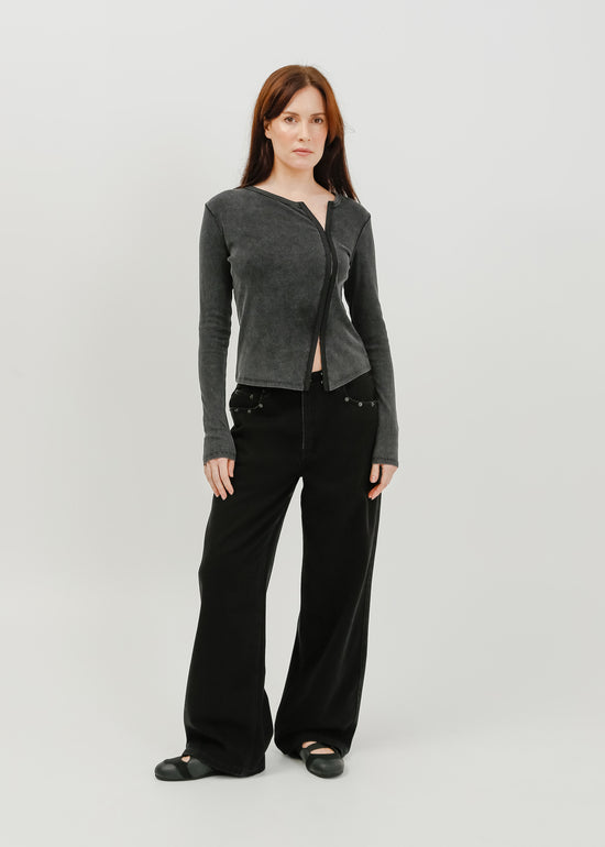 Vera Jersey Cardigan / Washed Black