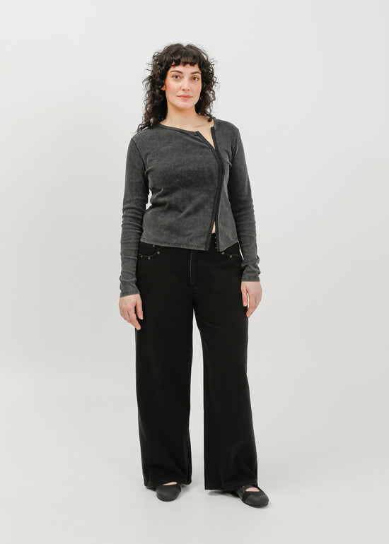 Vera Jersey Cardigan / Washed Black