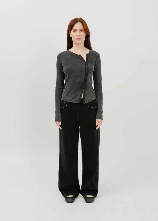 Vera Jersey Cardigan / Washed Black