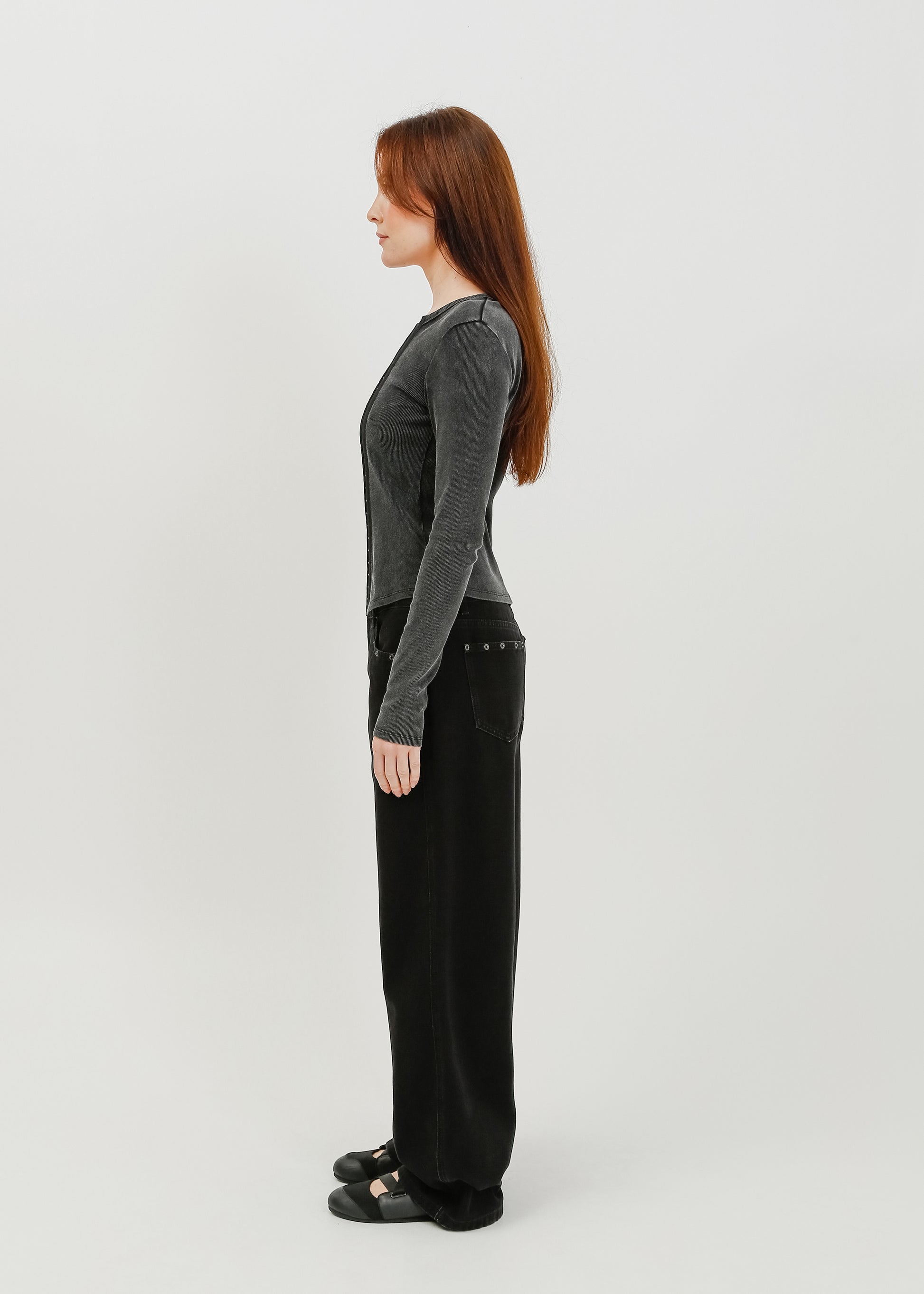 Vera Jersey Cardigan / Washed Black - 
Washed Black (image 3)