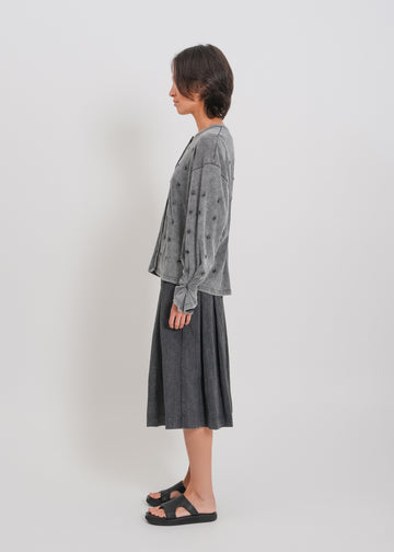 Enid Jersey Cardigan / Washed Grey