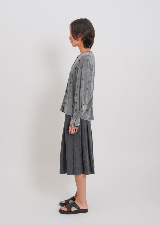Enid Jersey Cardigan / Washed Grey