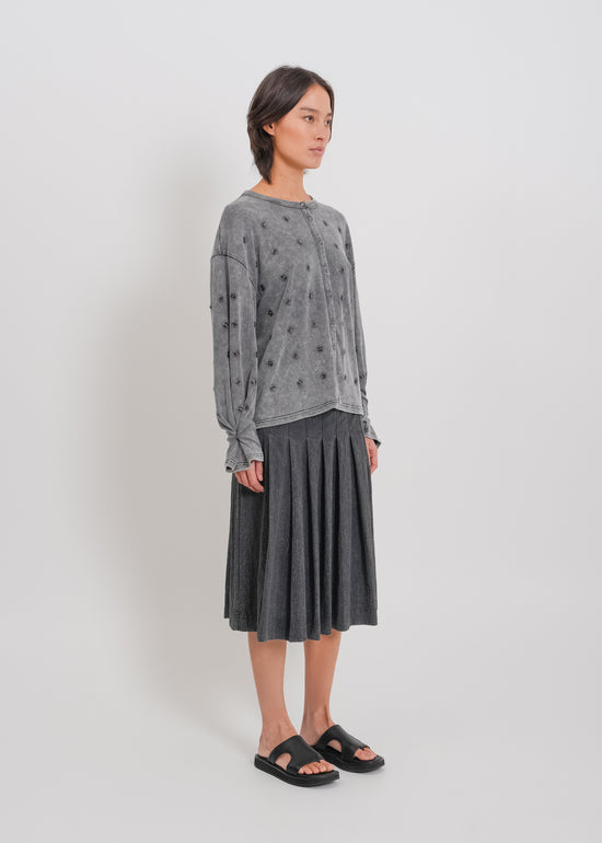 Enid Jersey Cardigan / Washed Grey