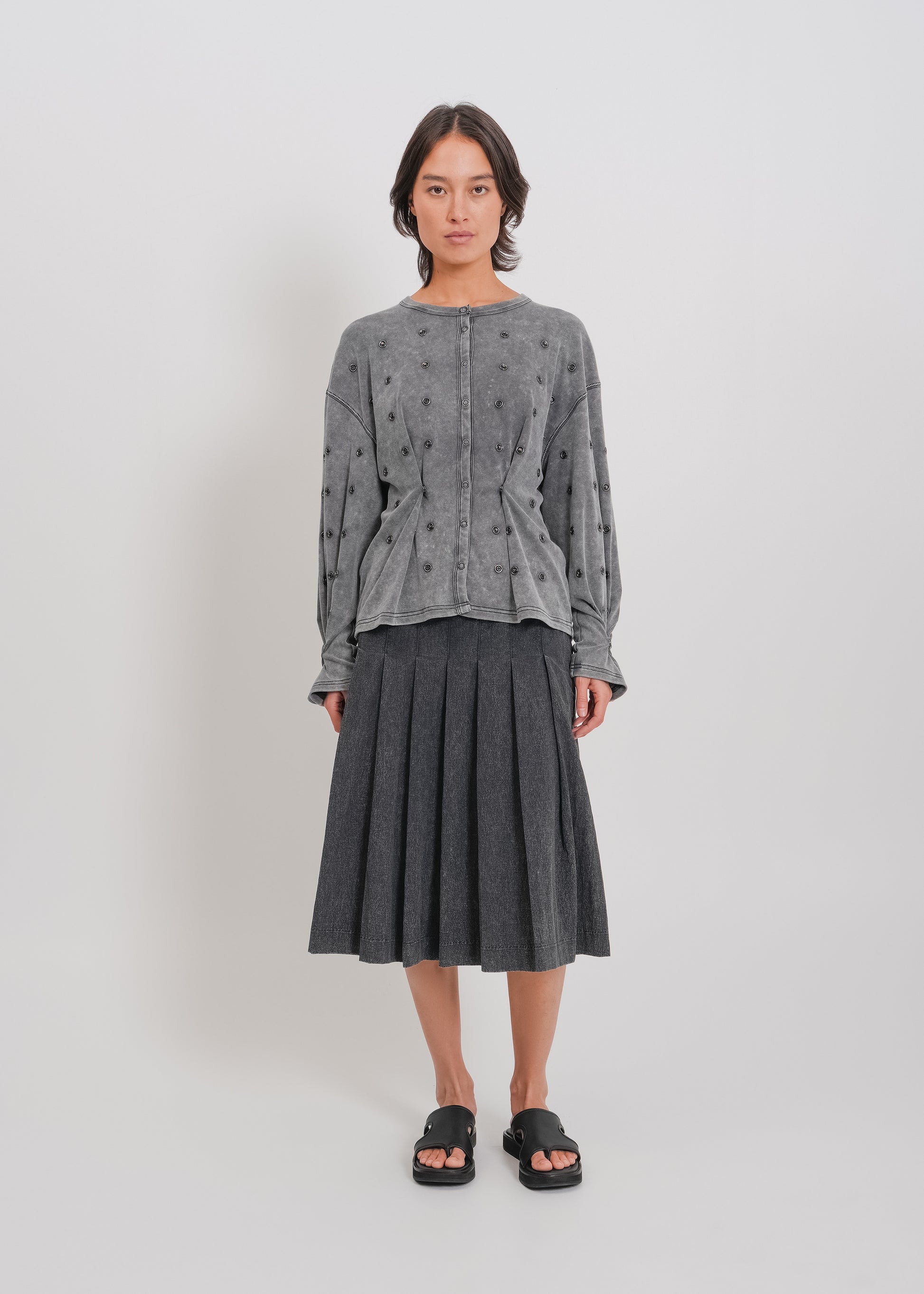 Enid Jersey Cardigan / Washed Grey - 
Washed Grey (image 3)