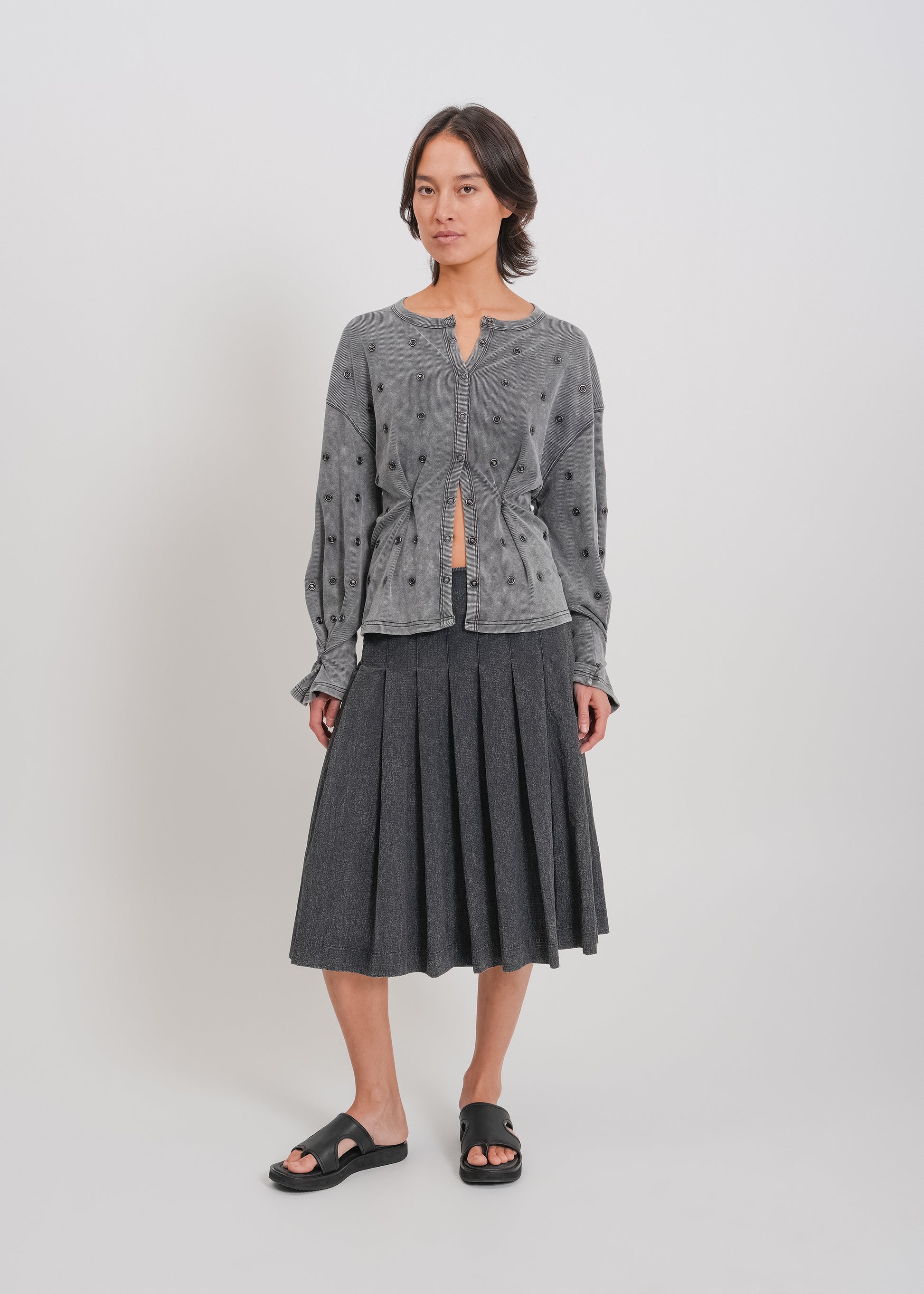 Enid Jersey Cardigan / Washed Grey - 
Washed Grey (image 1)