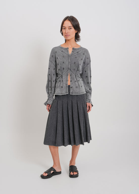 Enid Jersey Cardigan / Washed Grey