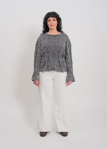 Enid Jersey Cardigan / Washed Grey