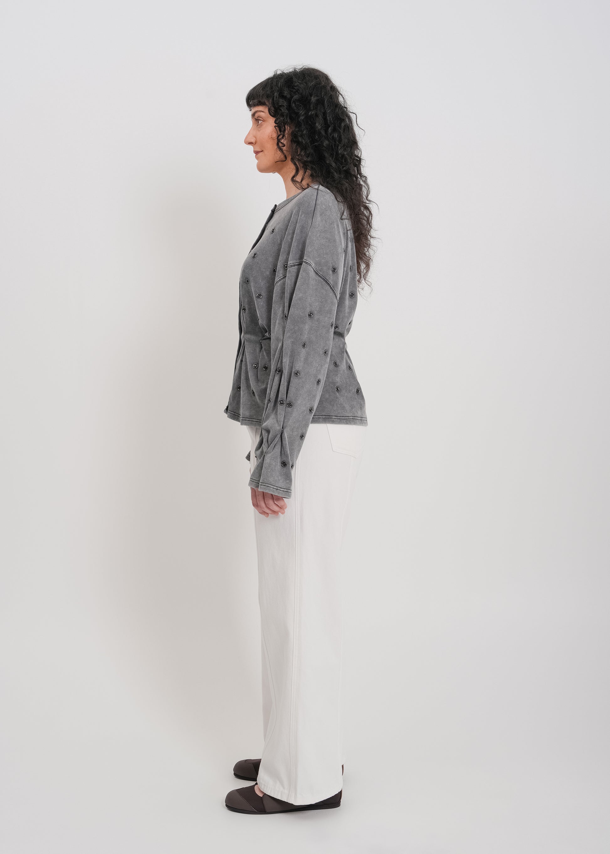 Enid Jersey Cardigan / Washed Grey - 
Washed Grey (image 10)