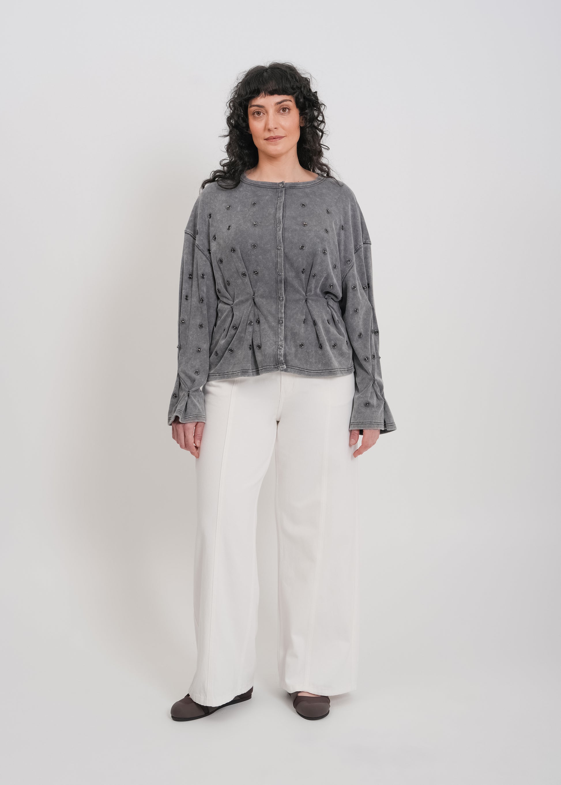 Enid Jersey Cardigan / Washed Grey - 
Washed Grey (image 11)