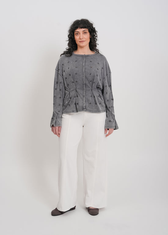 Enid Jersey Cardigan / Washed Grey