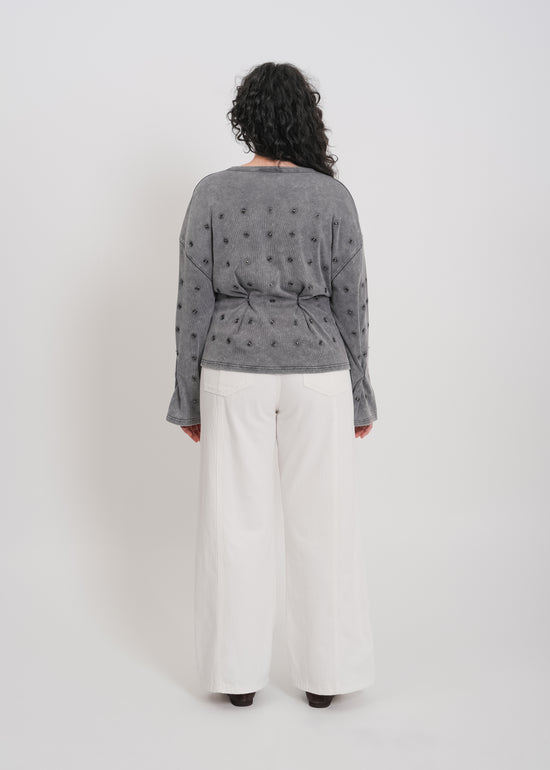 Enid Jersey Cardigan / Washed Grey