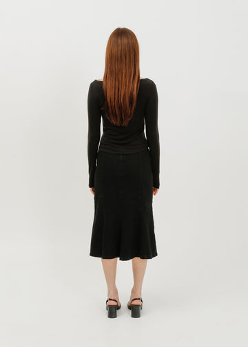 Melissa Denim Skirt / Washed Black