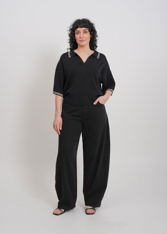 Beckham Knit Polo / Black