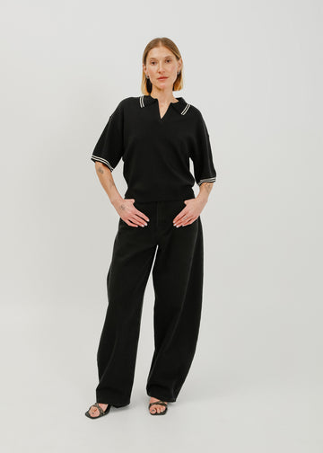 Beckham Knit Polo / Black