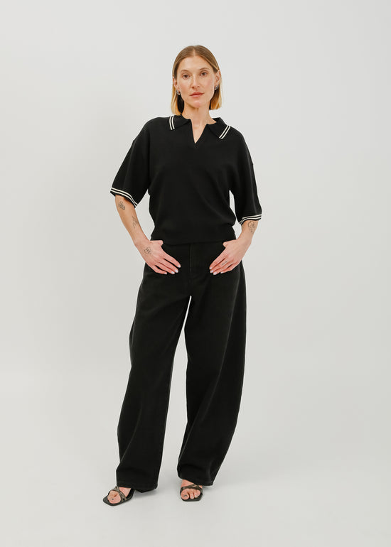 Beckham Knit Polo / Black