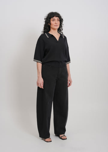 Beckham Knit Polo / Black