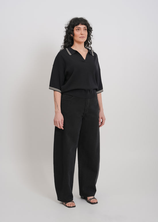 Beckham Knit Polo / Black