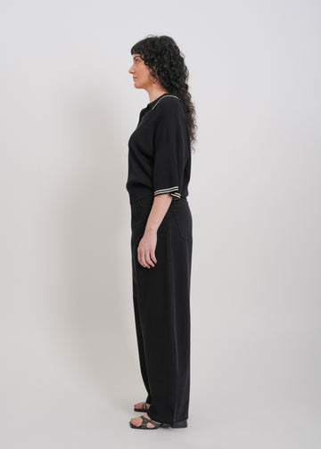 Beckham Knit Polo / Black