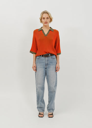 Beckham Knit Polo / Rust-Khaki