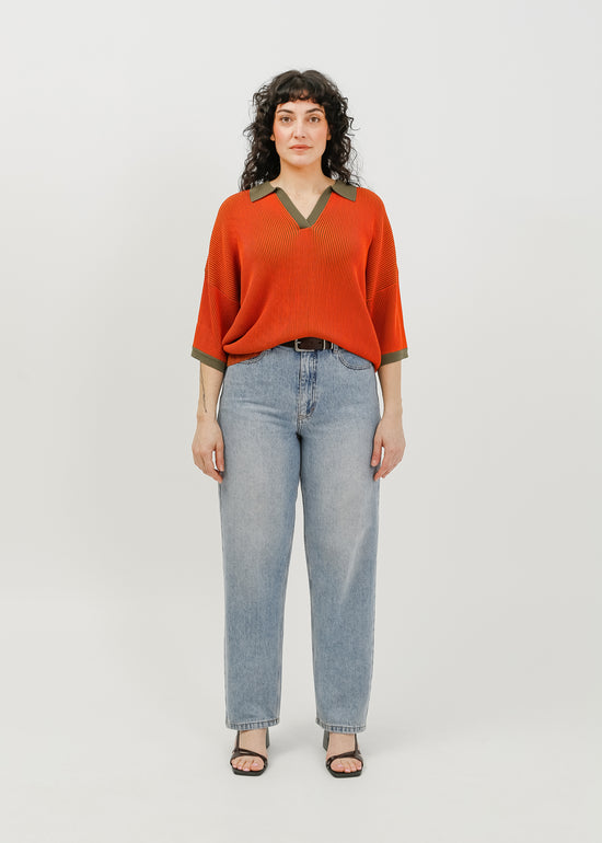 Beckham Knit Polo / Rust-Khaki