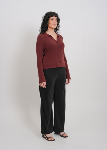 Dune Knit Cardi / Burnt Maroon