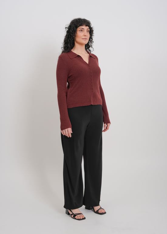 Dune Knit Cardi / Burnt Maroon