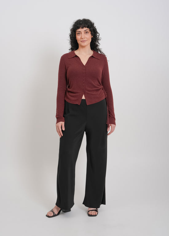 Dune Knit Cardi / Burnt Maroon