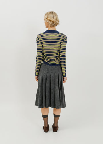 Dune Knit Cardi / Navy-Khaki-Lemon