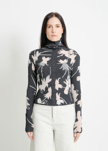 SEDONA KNIT CARDI / CHARCOAL-WHITE