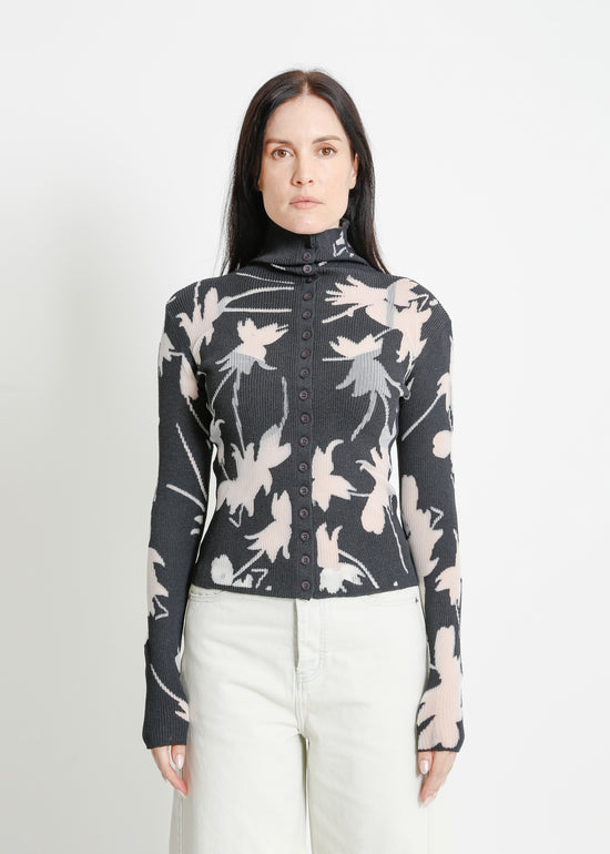 SEDONA KNIT CARDI / CHARCOAL-WHITE