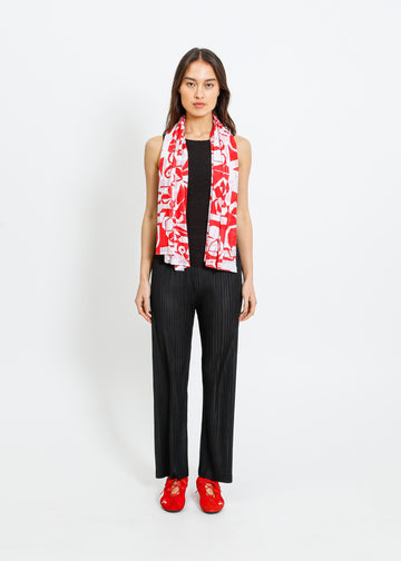 ROSE NOLAN PLEAT SCARF / WHITE-RED