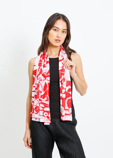 ROSE NOLAN PLEAT SCARF / WHITE-RED