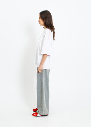 RONNIE OVERSIZE TEE / WHITE-RED