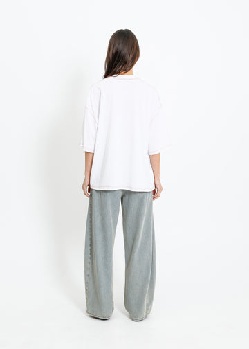 RONNIE OVERSIZE TEE / WHITE-RED