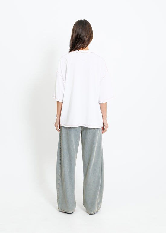 RONNIE OVERSIZE TEE / WHITE-RED