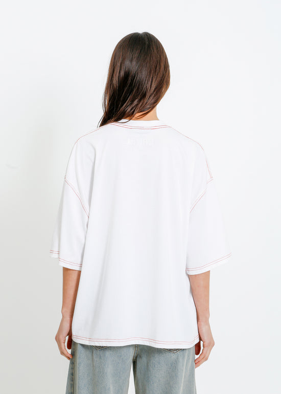 RONNIE OVERSIZE TEE / WHITE-RED