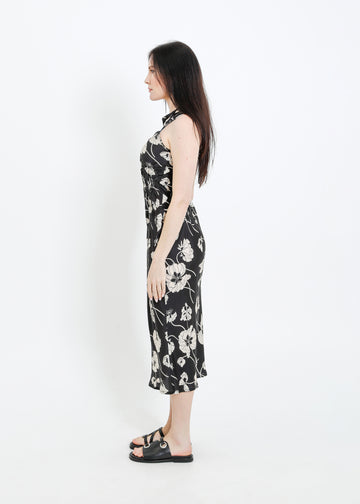 CAVALLI DRESS / FRAGILE BLOOMS - BLACK-CREAM
