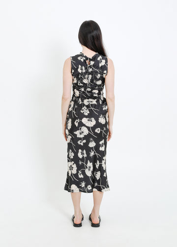 CAVALLI DRESS / FRAGILE BLOOMS - BLACK-CREAM