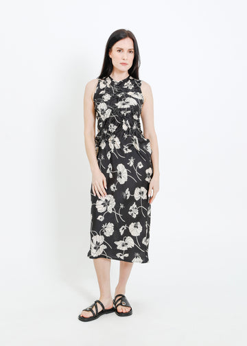 CAVALLI DRESS / FRAGILE BLOOMS - BLACK-CREAM