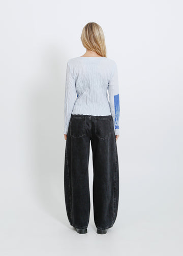 SHAUN PLEAT TOP / PALE BLUE
