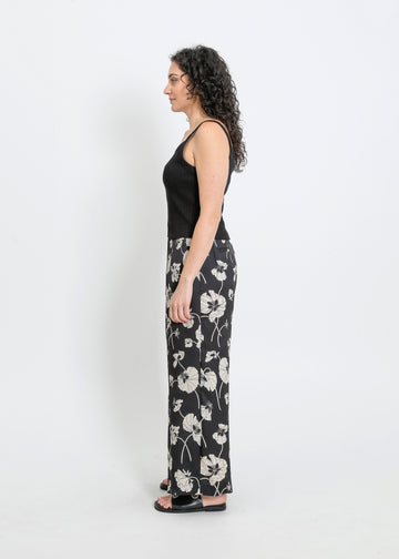 JACKSON PANT / FRAGILE BLOOMS - BLACK-CREAM