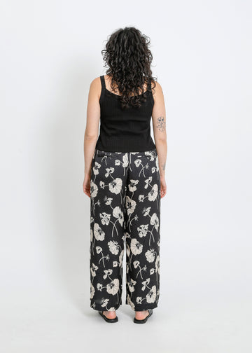 JACKSON PANT / FRAGILE BLOOMS - BLACK-CREAM