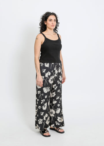 JACKSON PANT / FRAGILE BLOOMS - BLACK-CREAM