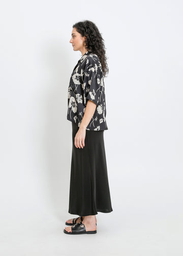 LOVE SHIRT / FRAGILE BLOOMS - BLACK-CREAM